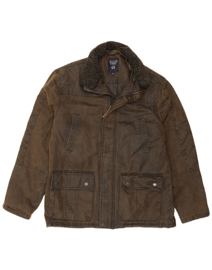 BOSTON CREW Muška jakna od voštanog pamuka UK 40 Large kaki pamuk