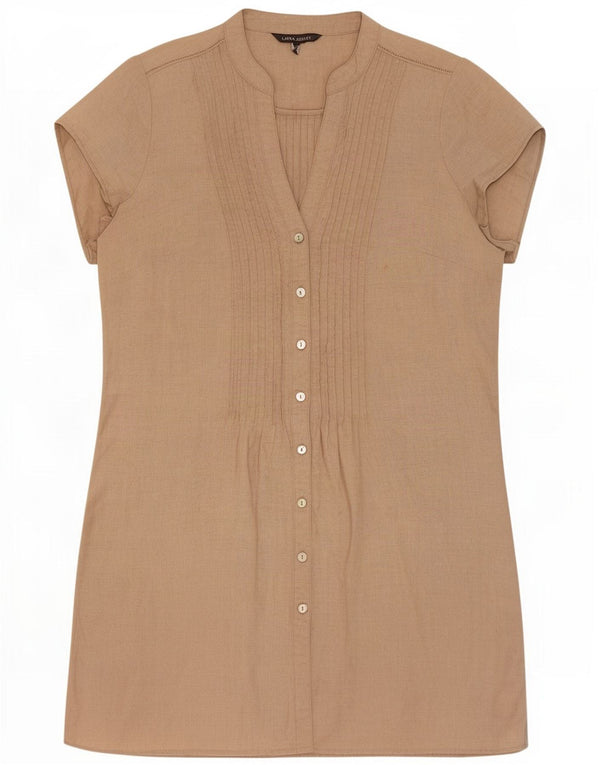 Laura Ashley Ženska košulja kratkih rukava UK 14 Large Beige Lan