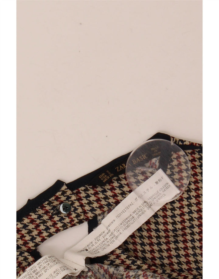 ZARA ženski gornji dio bluze 3/4 rukava UK 10 malih raznobojnih houndstooth