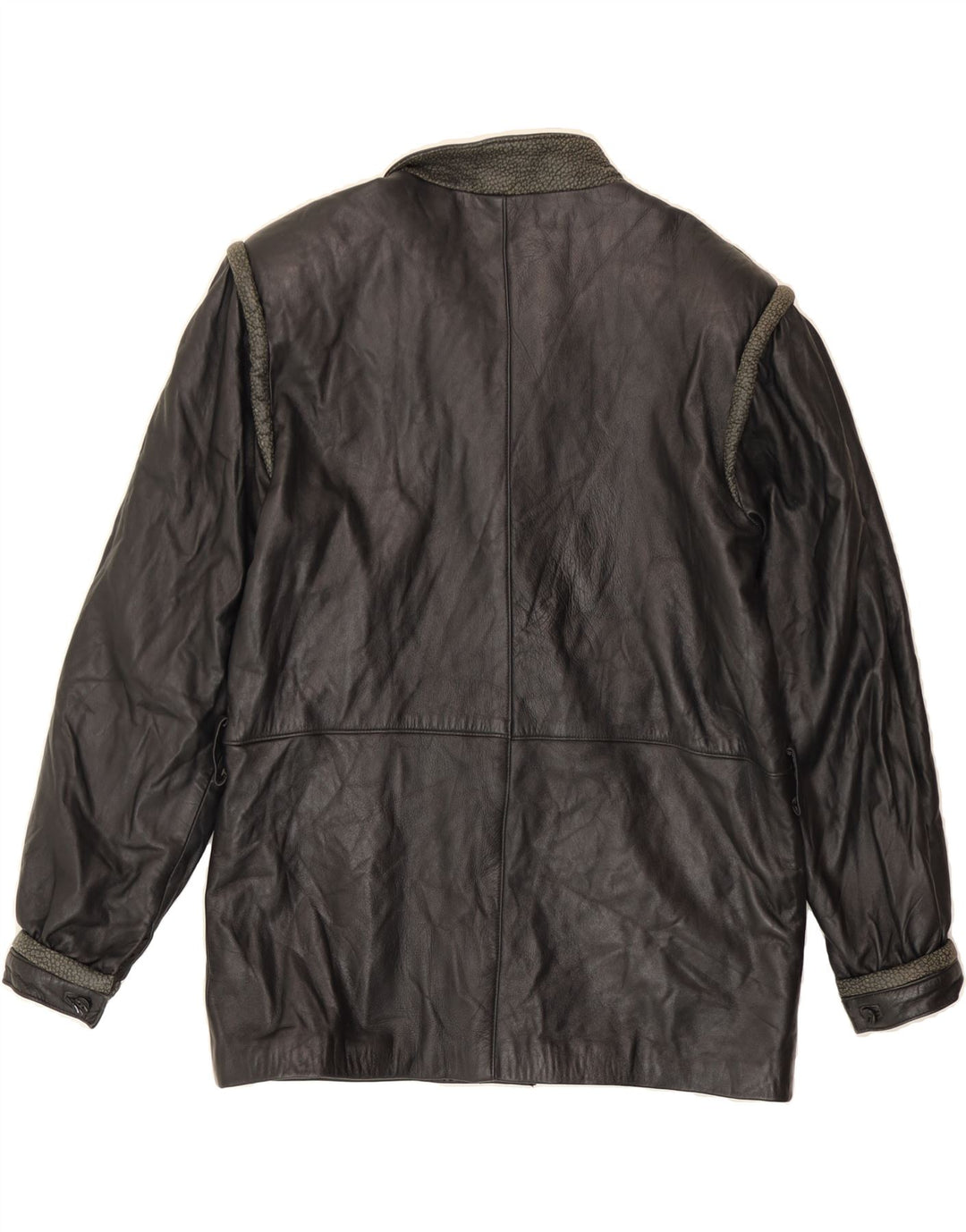 VINTAGE Womens Leather Jacket IT 48 XL Black Leather Vintage Vintage and Second-Hand Vintage from Messina Hembry 