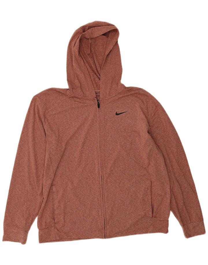 Nike muški Dri Fit standardni pulover s kapuljačom s patentnim zatvaračem, veliki crveni flekasti poliester