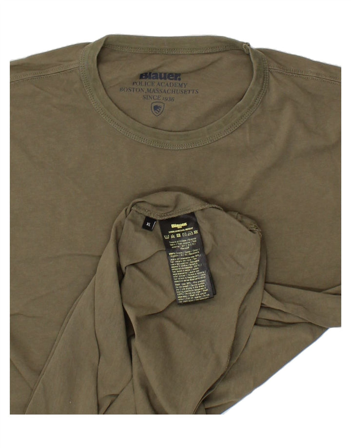 BLAUER Womens Graphic T-Shirt Top XL Khaki Cotton Vintage Blauer and Second-Hand Blauer from Messina Hembry 