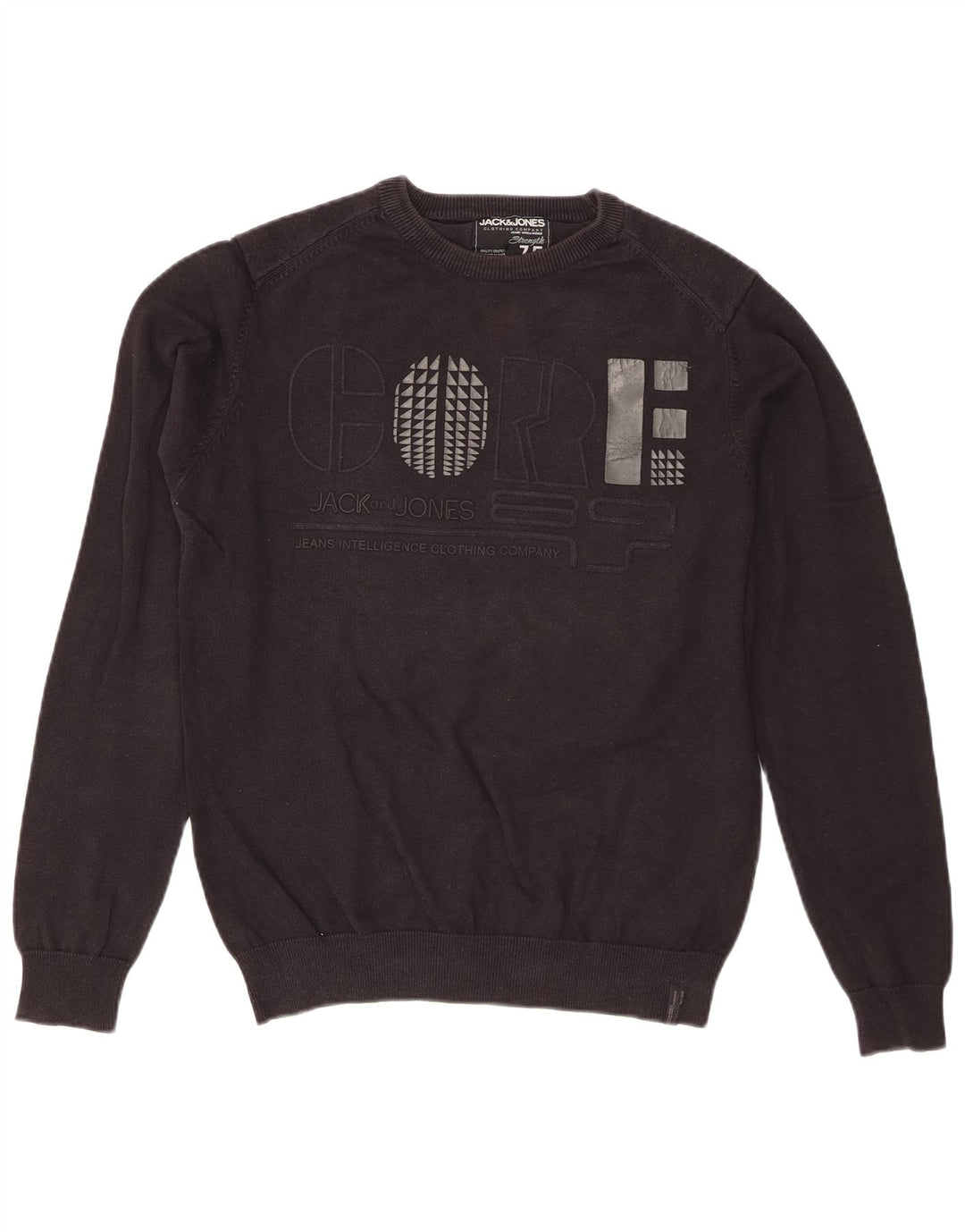 Jack & Jones muški džemper s okruglim izrezom s grafičkim motivima srednje crne boje