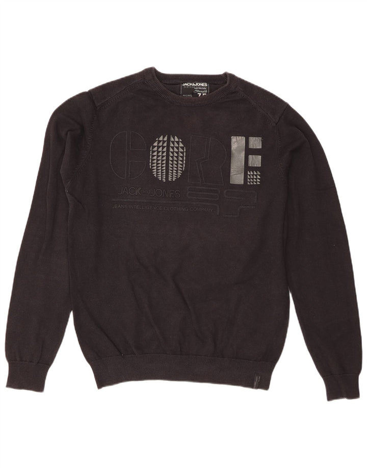 Jack & Jones muški džemper s okruglim izrezom s grafičkim motivima srednje crne boje