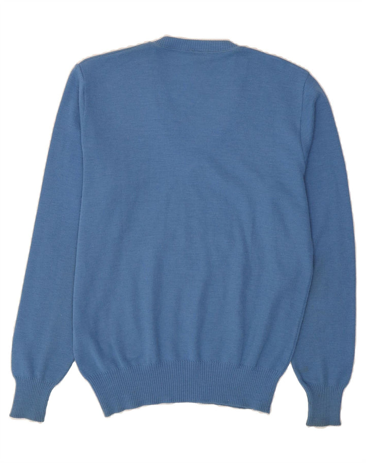 VINTAGE Mens V-Neck Jumper Sweater Small Blue Wool Vintage Vintage and Second-Hand Vintage from Messina Hembry 