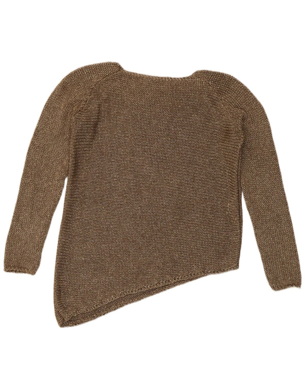 Zara Womens Asymmetric Boat Neck Jumper Sweater UK 14 Medium Brown