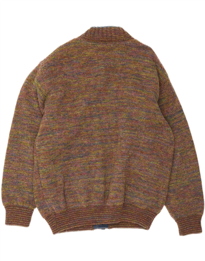 Vintage muška pletena bomber jakna UK 42 XL Raznobojna flekasta vuna