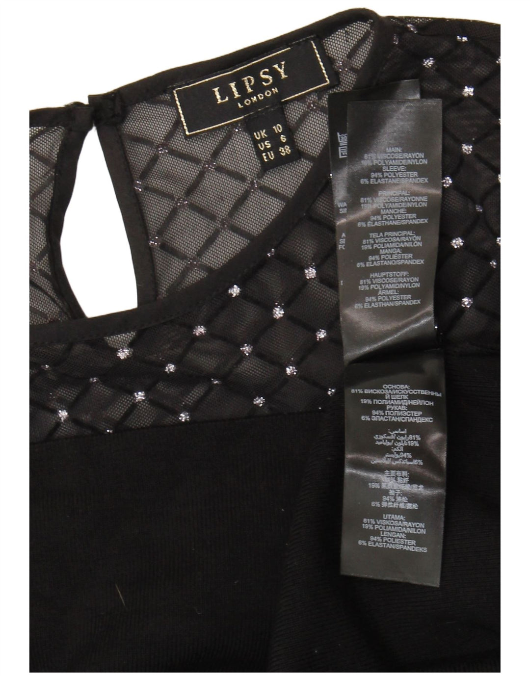 Top ženske bluze dugih rukava Lipsy UK 10 Mala crna viskoza
