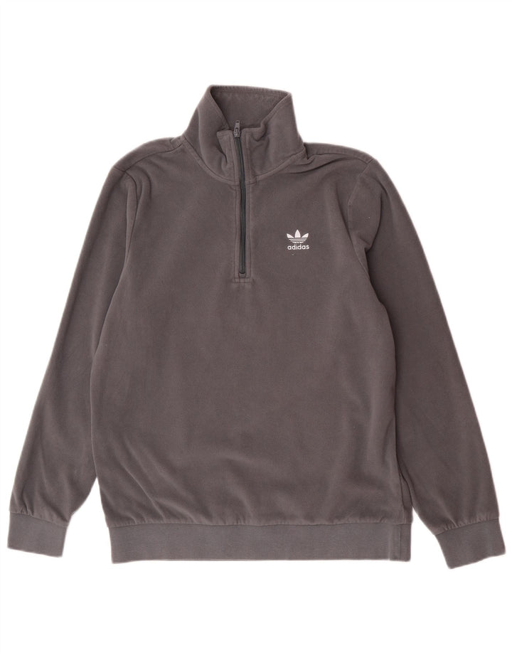 Adidas muški džemper od flisa s patentnim izrezom srednje sive boje od poliestera
