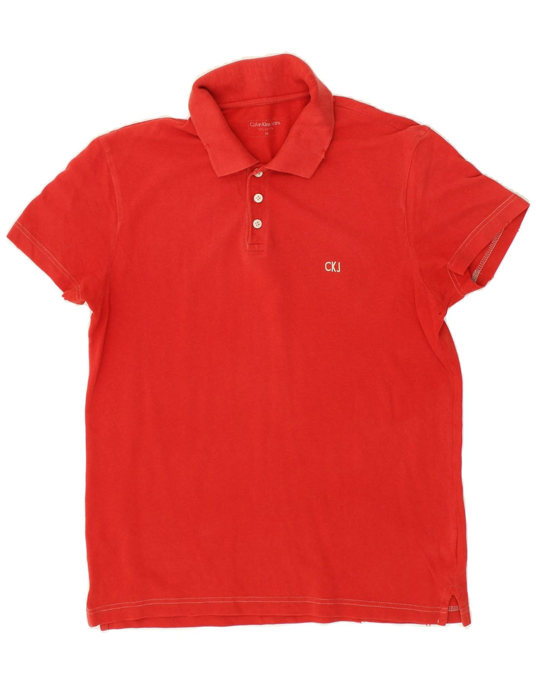 CALVIN KLEIN JEANS Mens Polo Shirt Medium Red Cotton | Vintage Calvin Klein Jeans | Thrift | Second-Hand Calvin Klein Jeans | Used Clothing | Messina Hembry 
