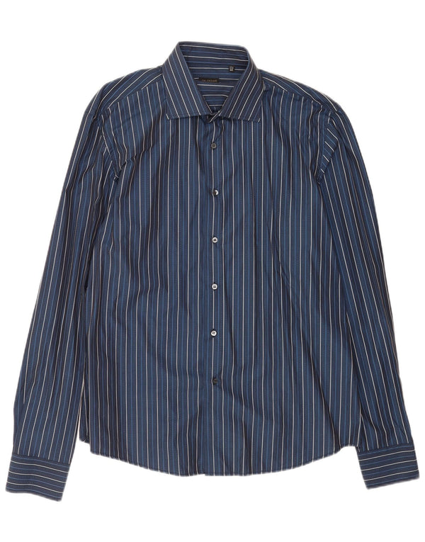 Valentino muška interfit košulja veličina 17 1/2 44 XL tamnoplava pamuk na pruge