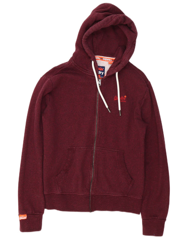 Superdry muški pulover s kapuljačom na patentni zatvarač Mali bordo flekasti pamuk