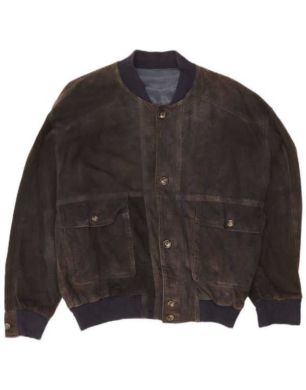 Vintage muška bomber jakna od brušene kože UK 42 XL siva koža