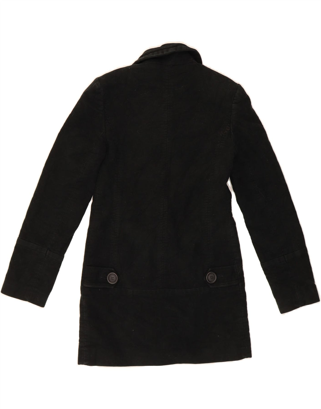TOPSHOP Womens Double Breasted Coat UK 8 Small Black Cotton Vintage Topshop and Second-Hand Topshop from Messina Hembry 