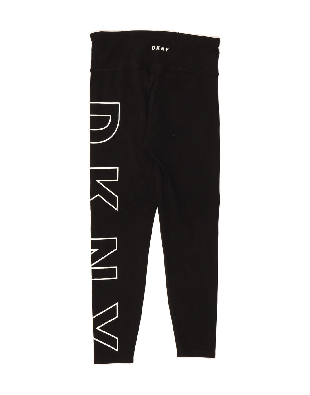 DKNY Womens Graphic Leggings UK 8 Small Black Cotton Vintage Dkny and Second-Hand Dkny from Messina Hembry 