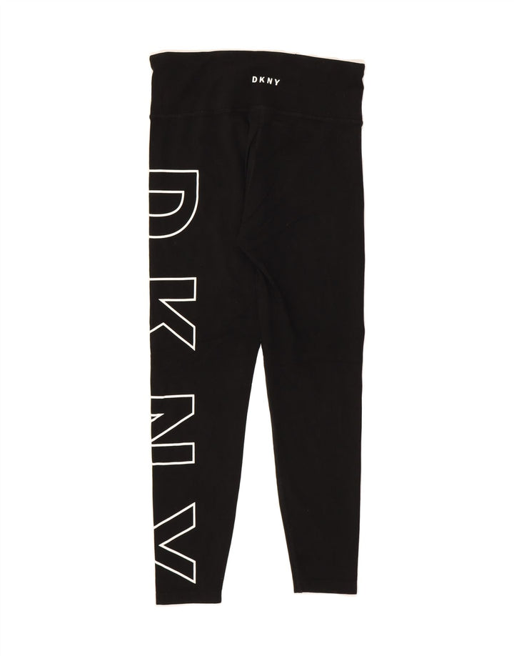 DKNY Womens Graphic Leggings UK 8 Small Black Cotton Vintage Dkny and Second-Hand Dkny from Messina Hembry 
