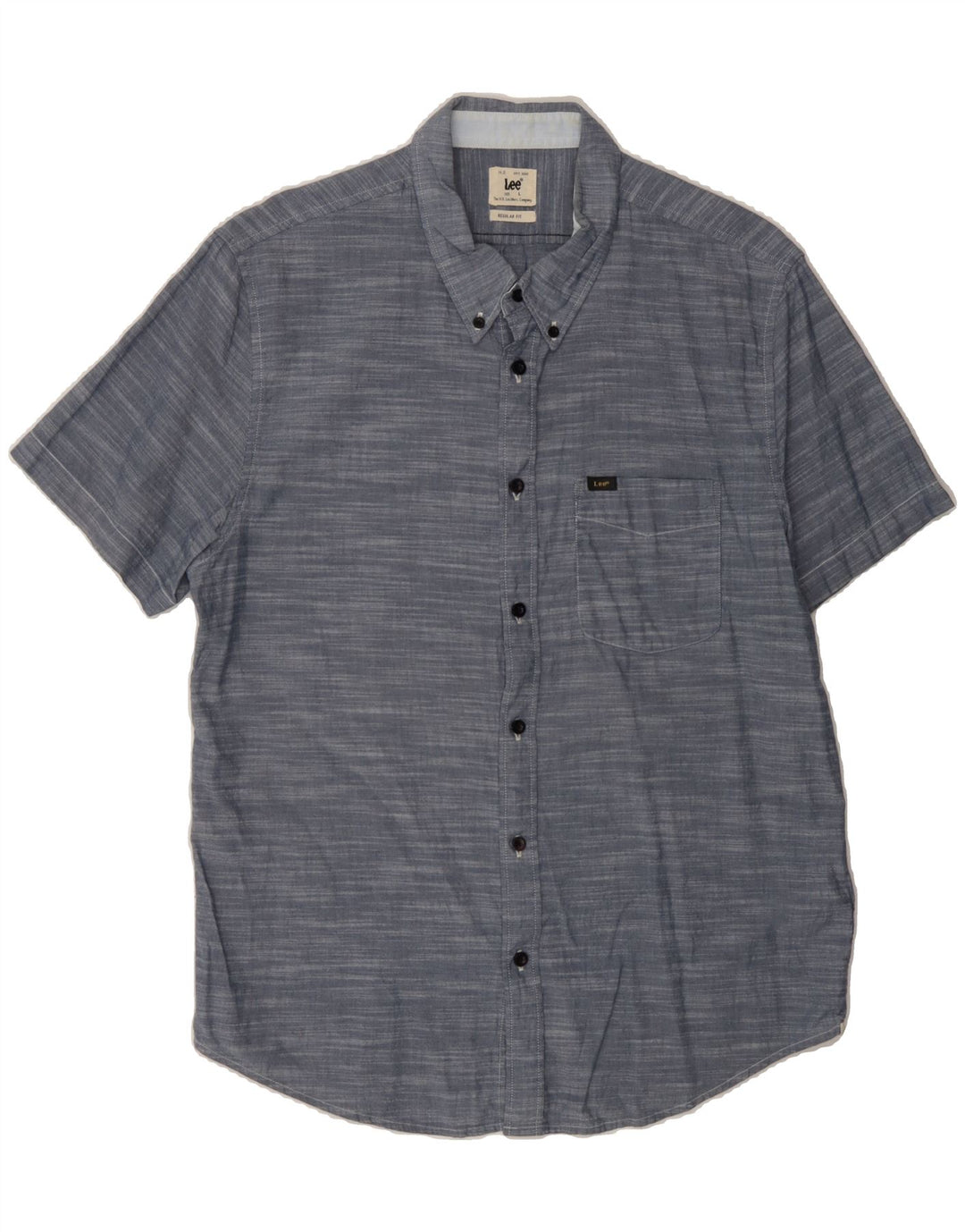 LEE Mens Regular Fit Short Sleeve Shirt Large Grey Flecked Cotton Vintage Lee and Second-Hand Lee from Messina Hembry 