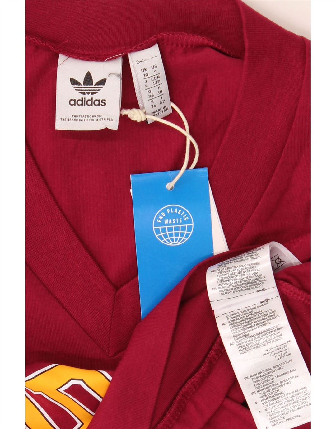 ADIDAS ženski kratki grafički prsluk UK 10 Small Burgundy Pamuk