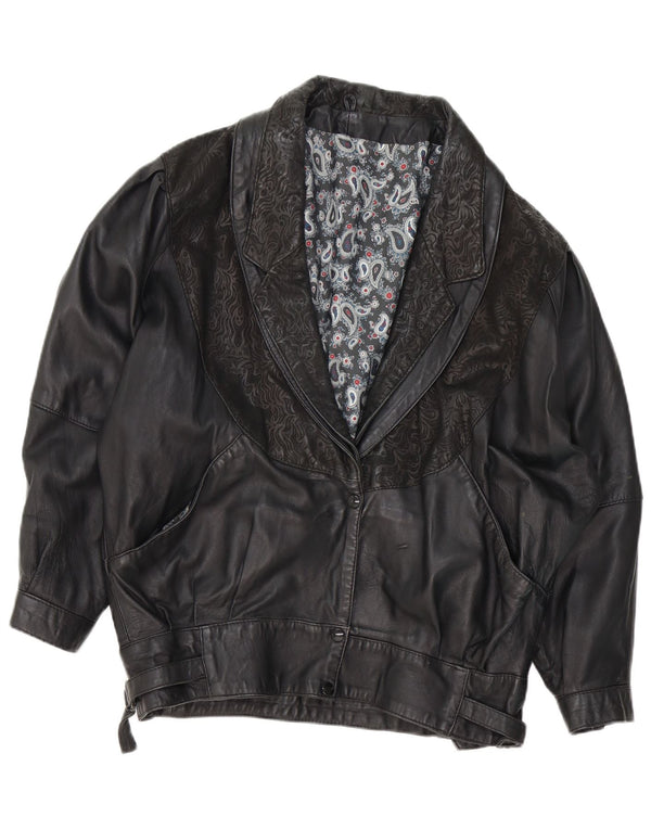 VINTAGE ženska kožna jakna UK 18 XL Black Paisley