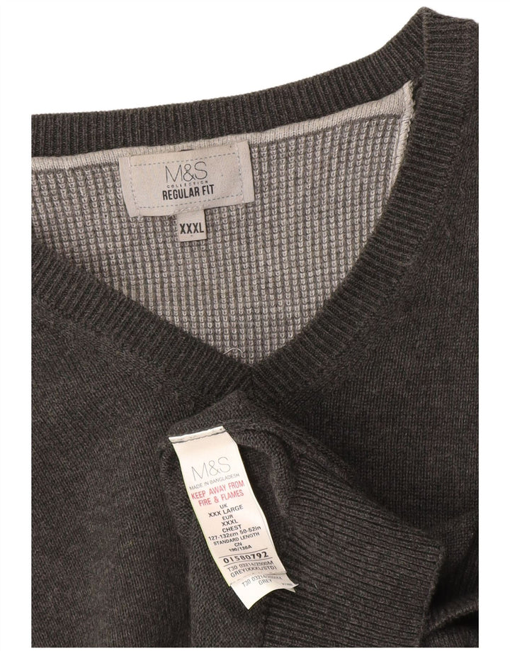 Marks & Spencer muški džemper s V-izrezom 3XL, sivi pamuk
