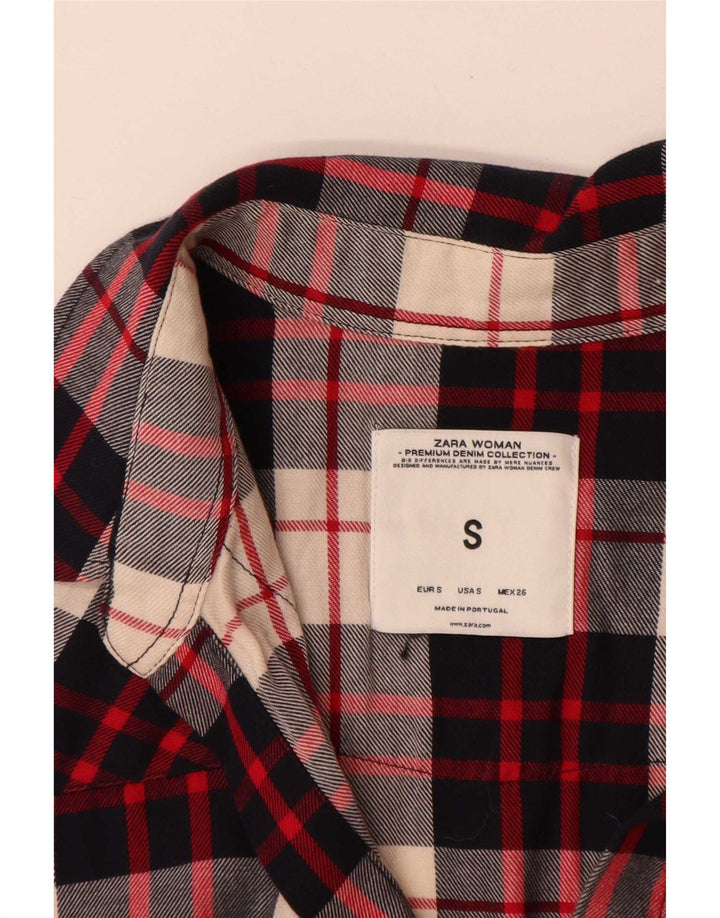 Zara Womens Flanel Shirt UK 10 Small White Check