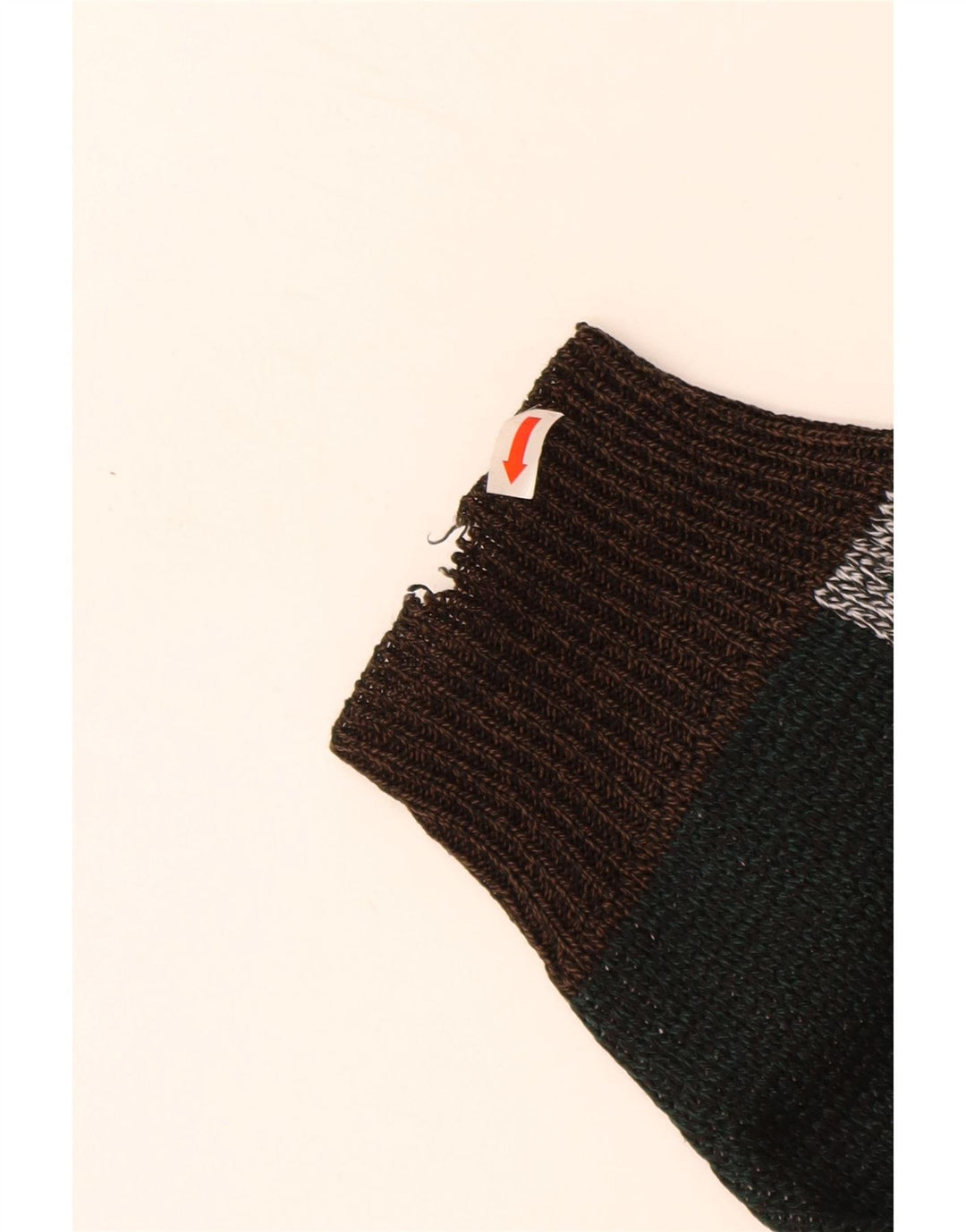 VINTAGE muški džemper s okruglim izrezom XL smeđi akril u blokovima boja