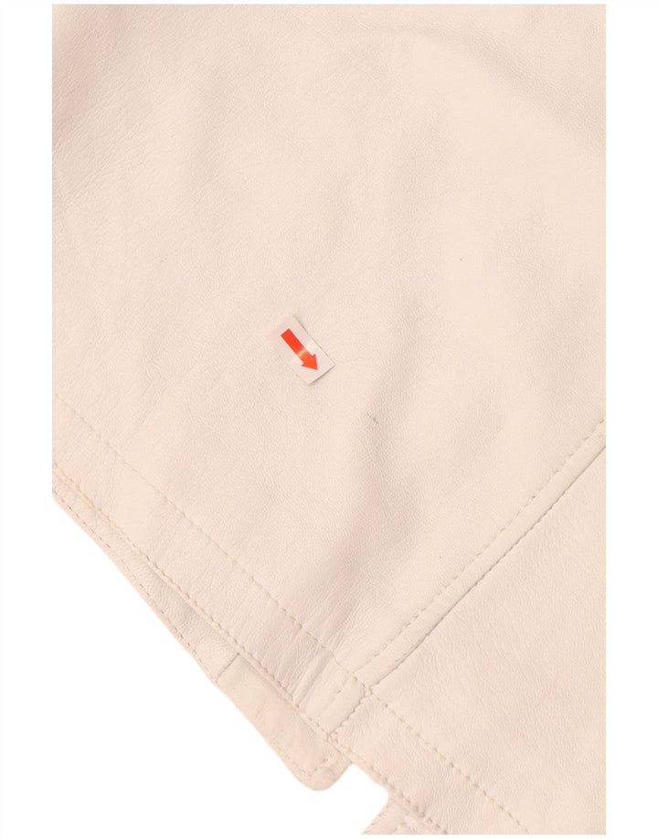 VINTAGE ženska kožna jakna UK 12 Srednje bijela