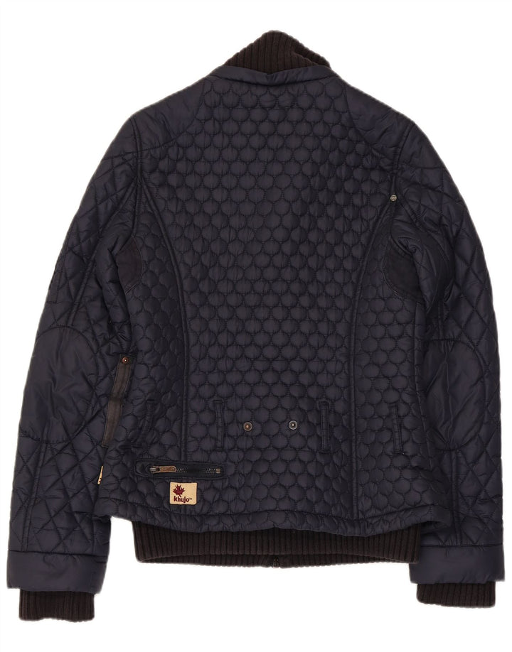 KHUJO Womens Quilted Padded Jacket UK 10 Small Navy Blue Polyamide