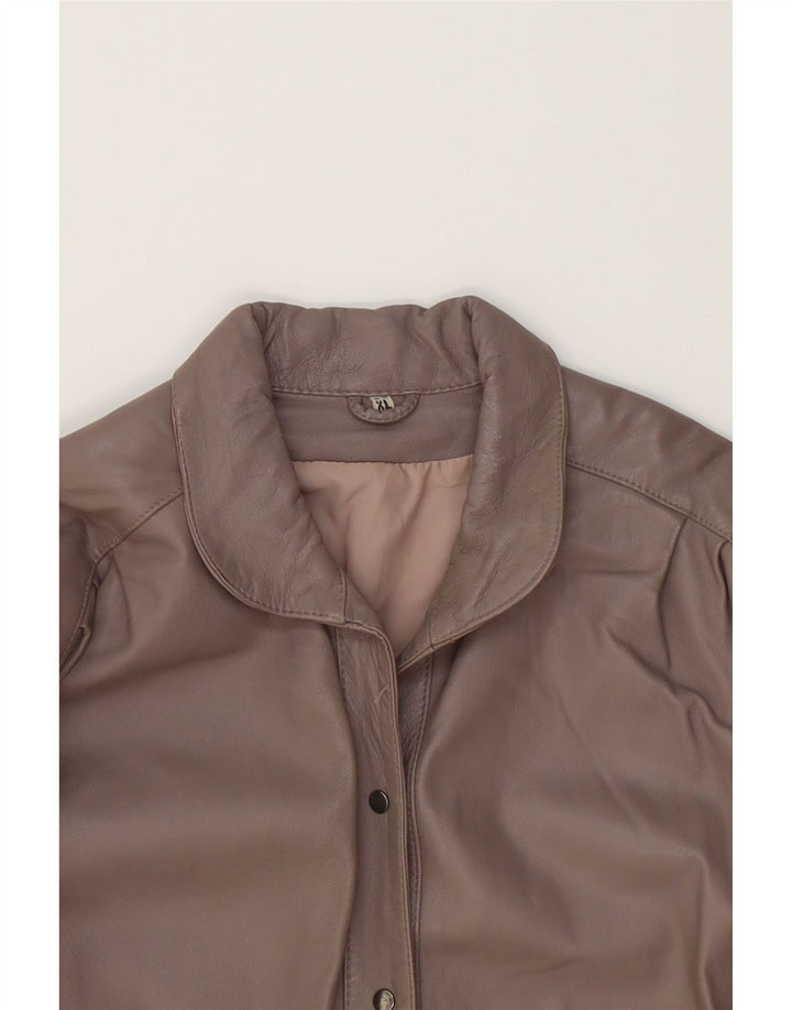 VINTAGE Womens Oversized Leather Jacket UK 18 XL Grey Leather Vintage Vintage and Second-Hand Vintage from Messina Hembry 