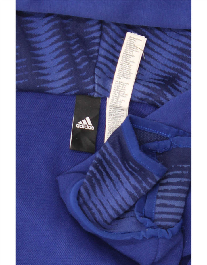 Adidas muški pulover s kapuljačom na patentni zatvarač srednje plavi pamuk