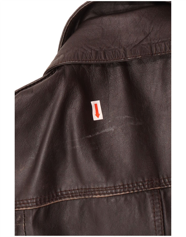 Superdry muška vojna kožna jakna UK 40 velika smeđa koža