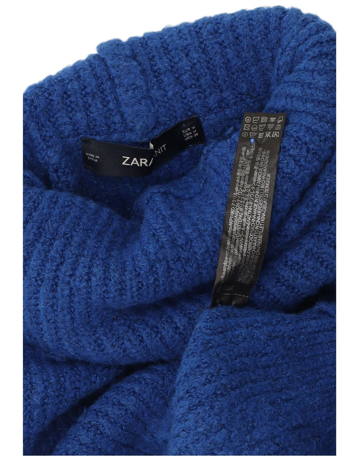 Zara ženski pulover s rol izrezom UK 14 srednje plavi akril