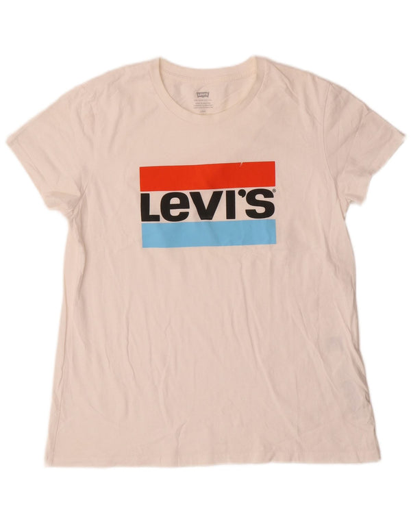 Levi's ženska majica kratkih rukava s grafičkim motivima UK 16 Large Off White Pamuk