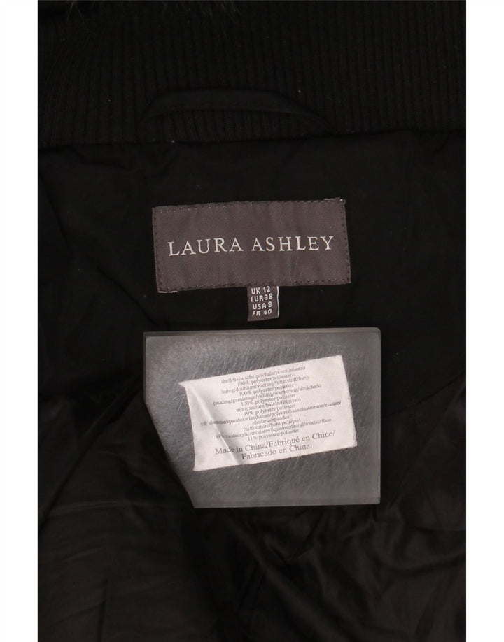 Laura Ashley, ženski podstavljeni kaput s kapuljačom UK 12 Srednji crni poliester