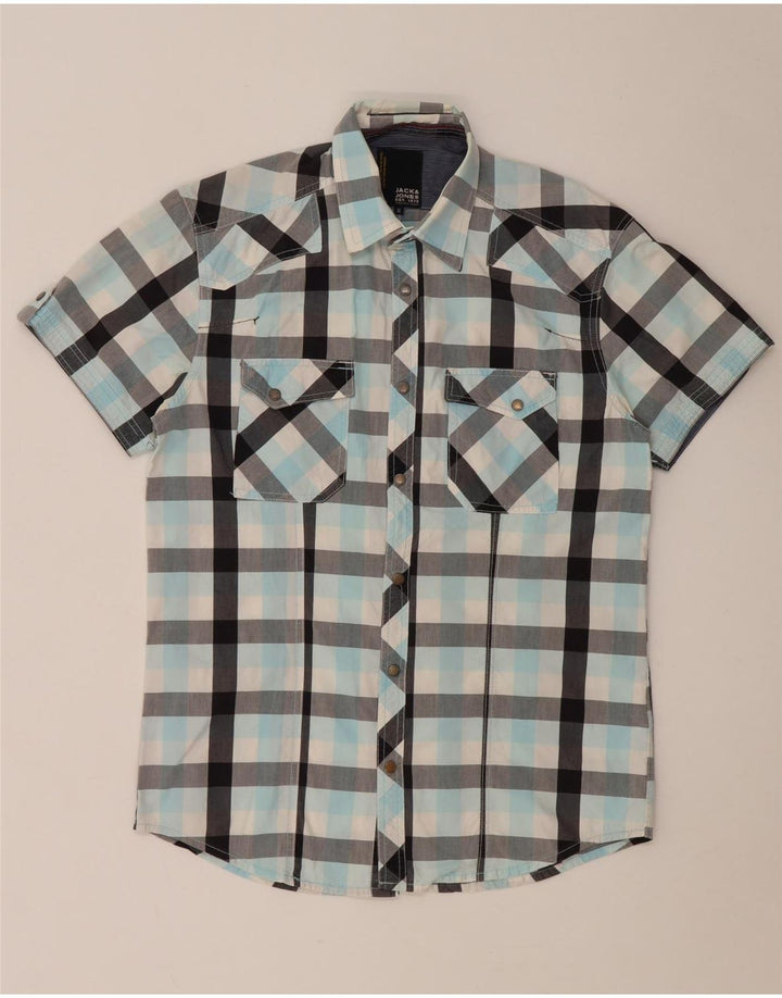 Jack & Jones muška košulja kratkih rukava srednje tirkizne boje, pamuk