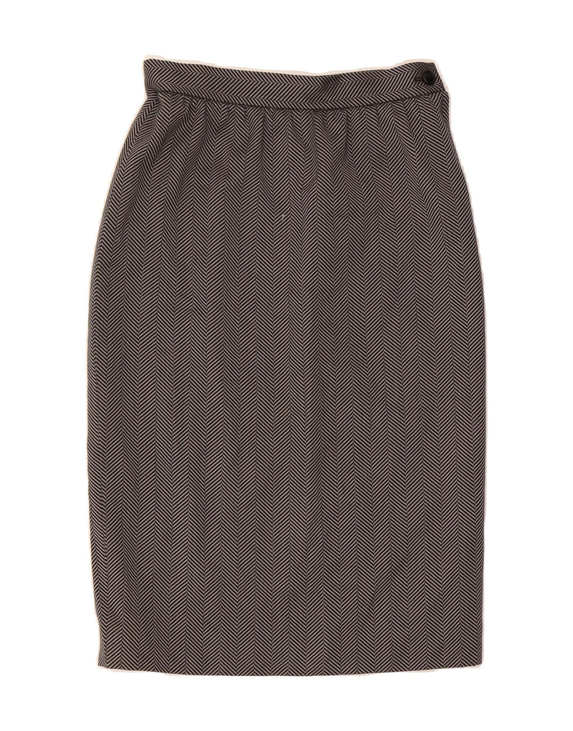LANVIN Womens Pencil Skirt IT 42 Medium W28 L28 Grey Herringbone Classic Vintage Lanvin and Second-Hand Lanvin from Messina Hembry 
