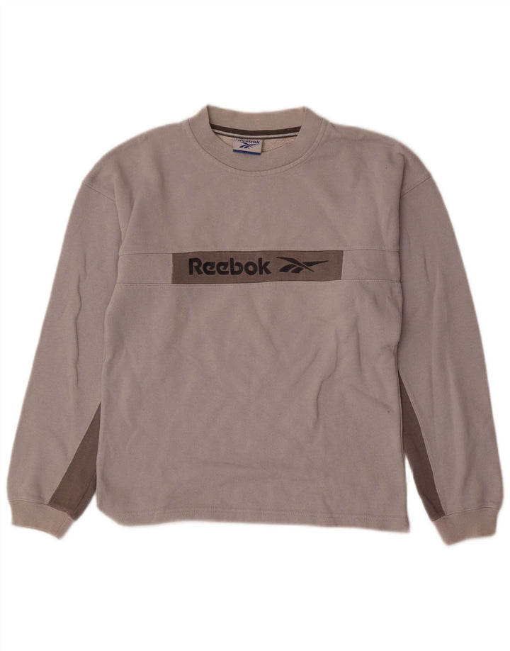 REEBOK Boys Graphic Sweatshirt Džemper 11-12 Years Grey Colourblock