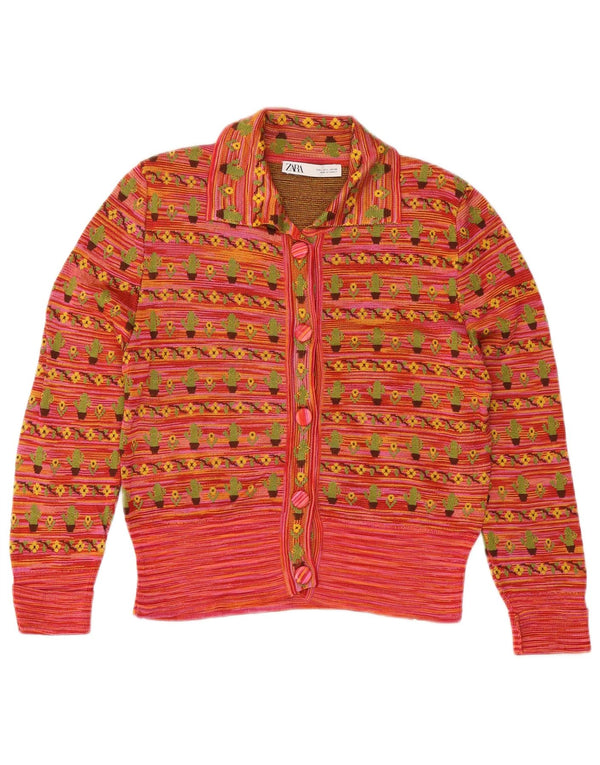 ZARA ženski balero džemper 3/4 rukava UK 14, velika crvena cvjetna viskoza