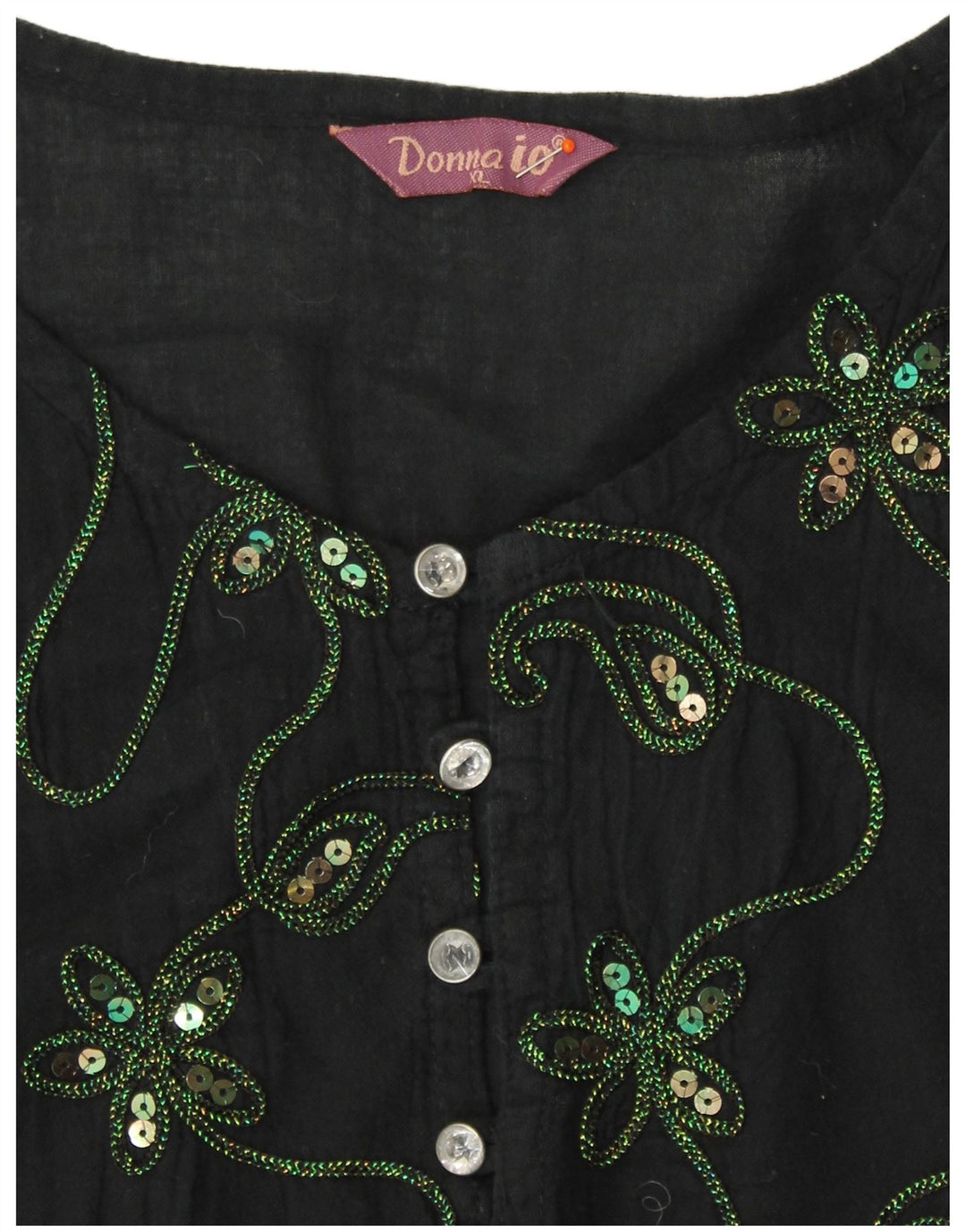 VINTAGE ženska haljina-tunika 3/4 rukava UK 18 XL crna cvjetna