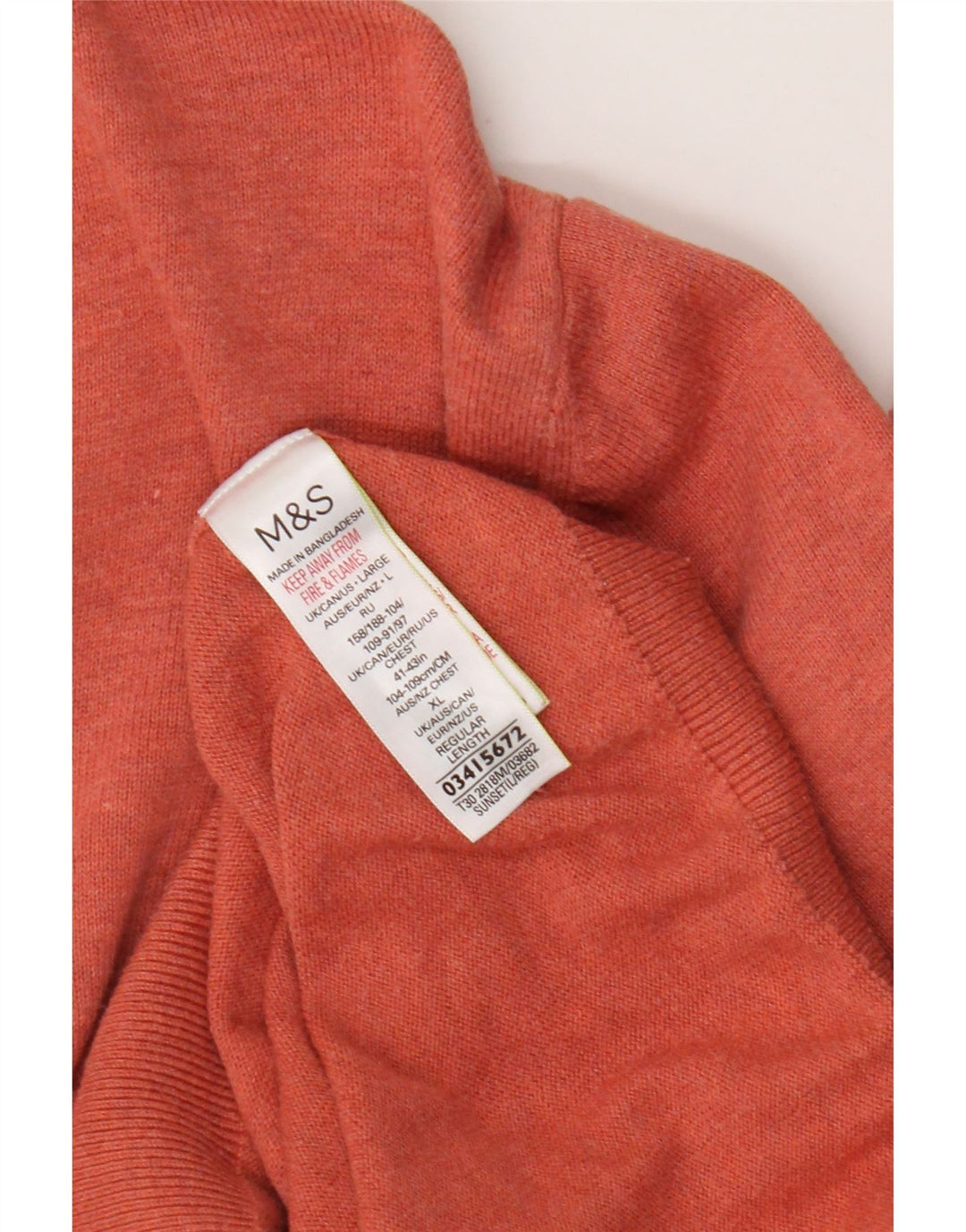 Marks & Spencer muški pulover s V-izrezom, veliki narančasti pamuk