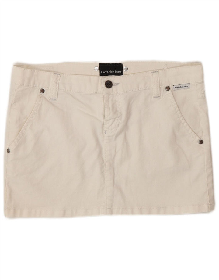 Ženska mini suknja Calvin Klein W27 Mala sivo bijela pamuk