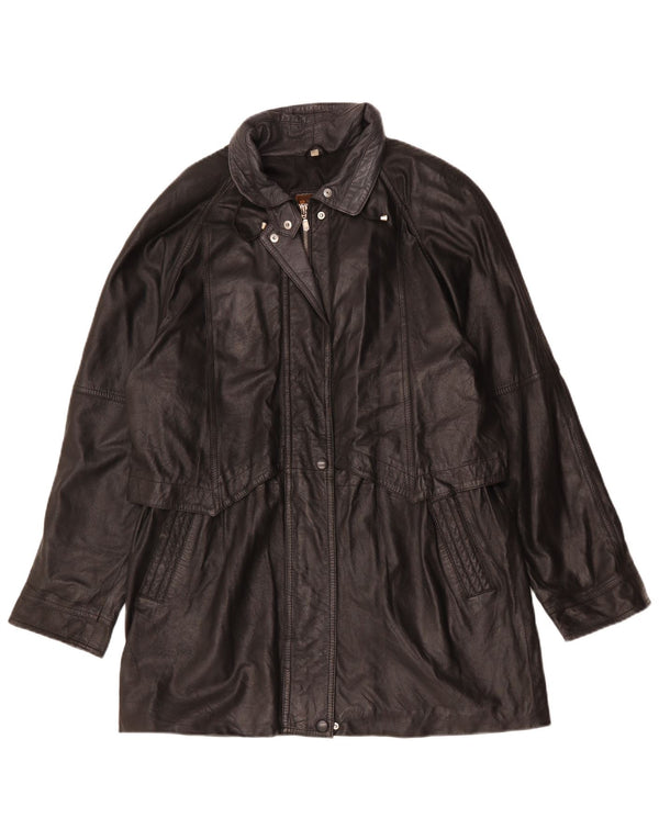 Vintage ženski preveliki kožni kaput UK 16 veliki crni