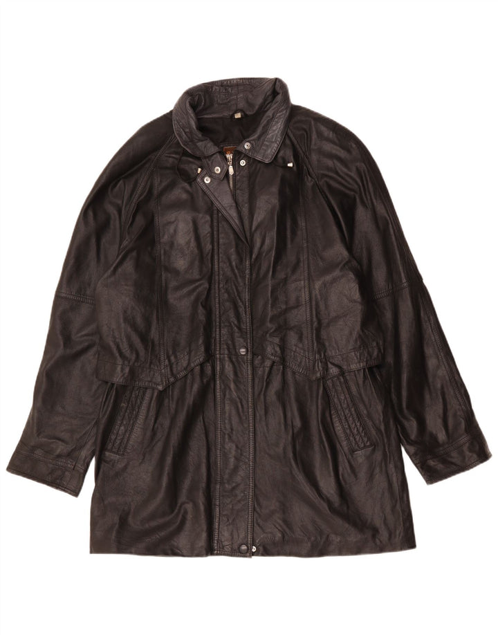 Vintage ženski preveliki kožni kaput UK 16 veliki crni