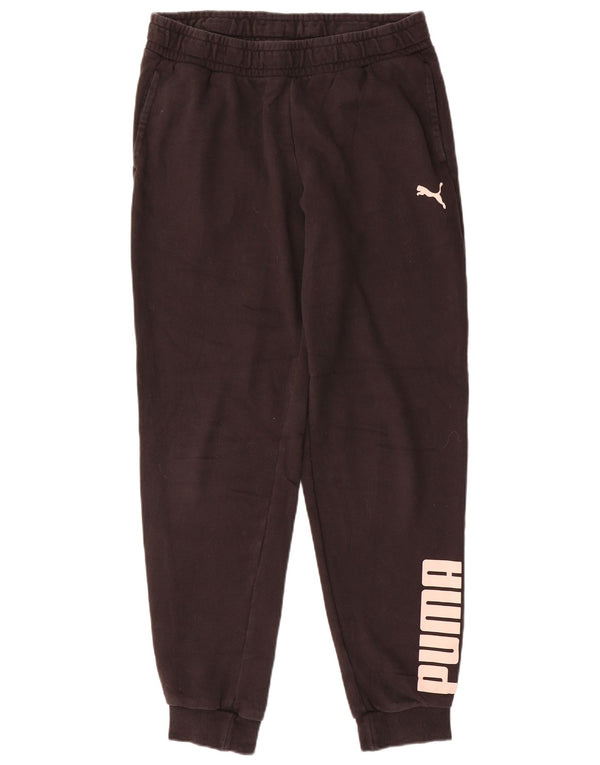 PUMA Womens Graphic Tracksuit Trousers Joggers UK 16 Large  Black Cotton
