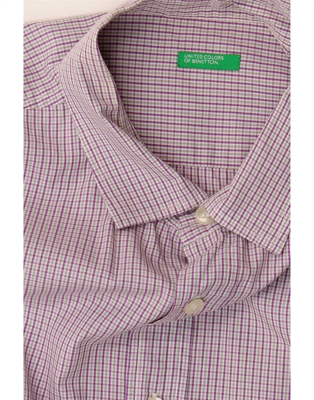 Benetton muška majica kratkih rukava, veliki ljubičasti gingham