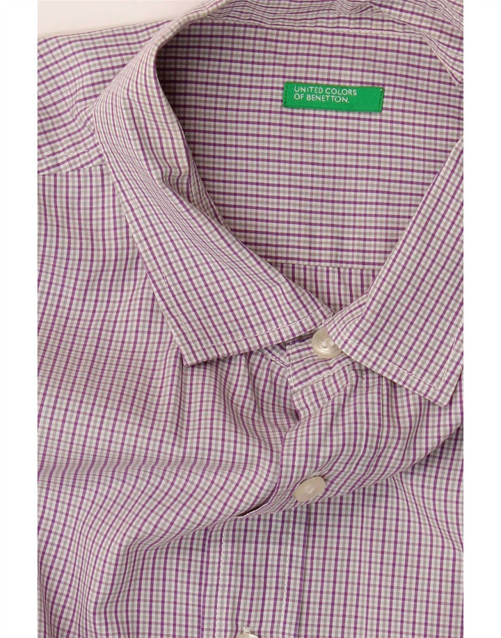 Benetton muška majica kratkih rukava, veliki ljubičasti gingham