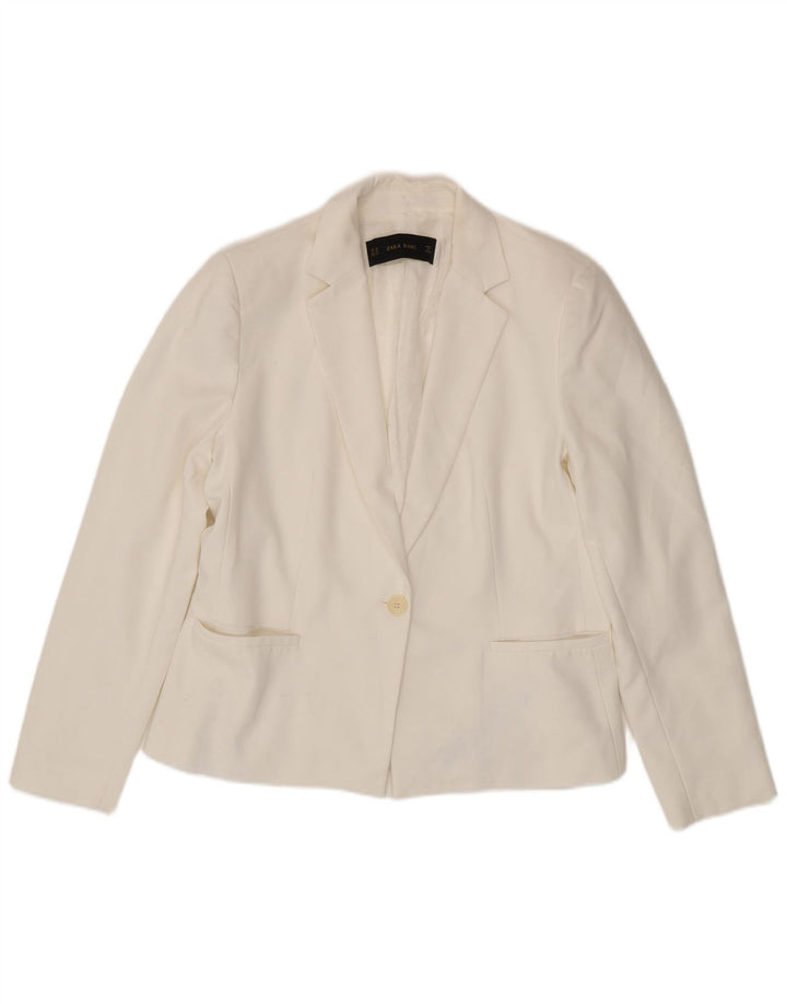 ZARA ženski sako s 1 gumbom, UK 18 XL, bijeli poliester