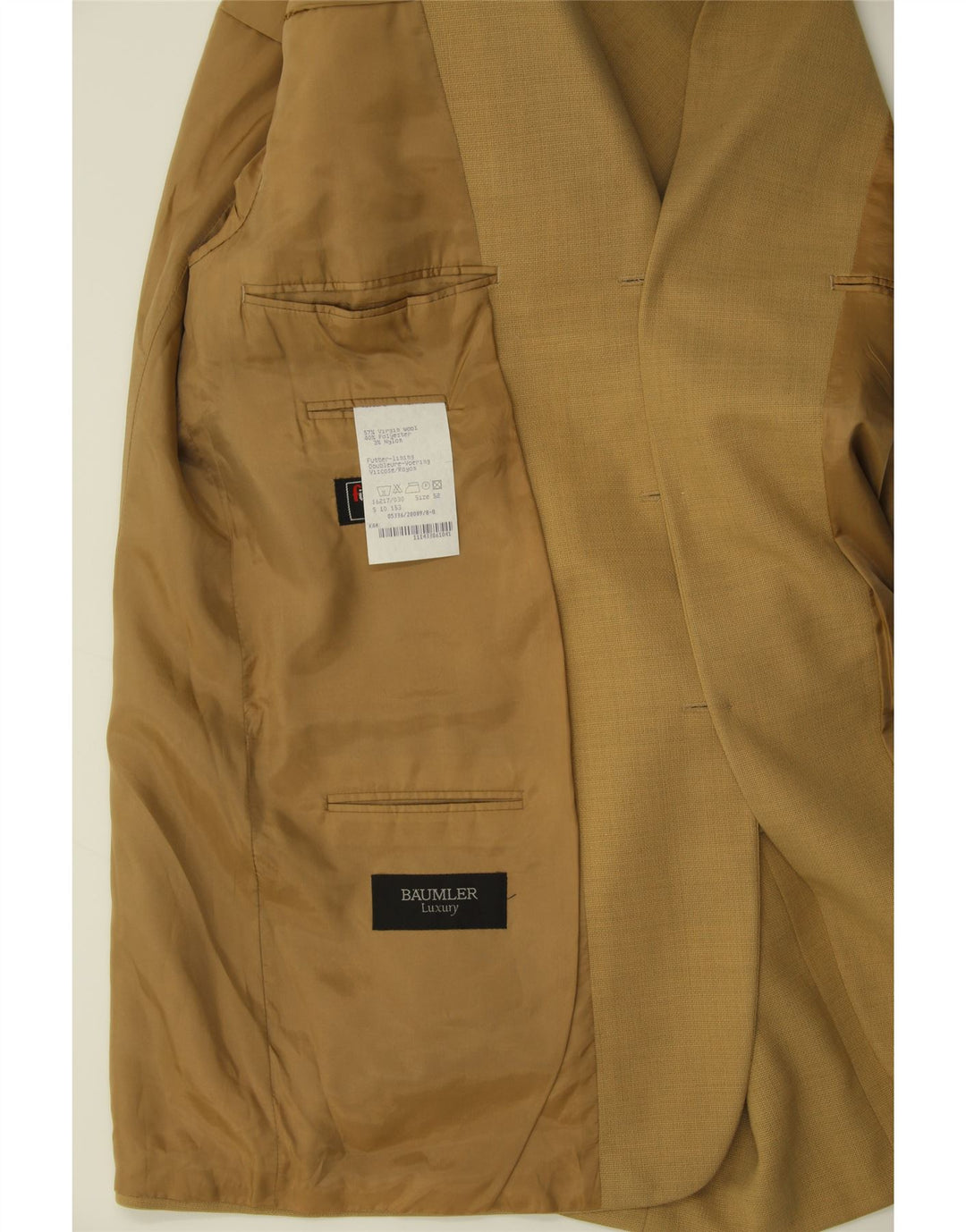 BAUMLER Mens 3 Button Blazer Jacket IT 52 XL Beige Virgin Wool Vintage Baumler and Second-Hand Baumler from Messina Hembry 