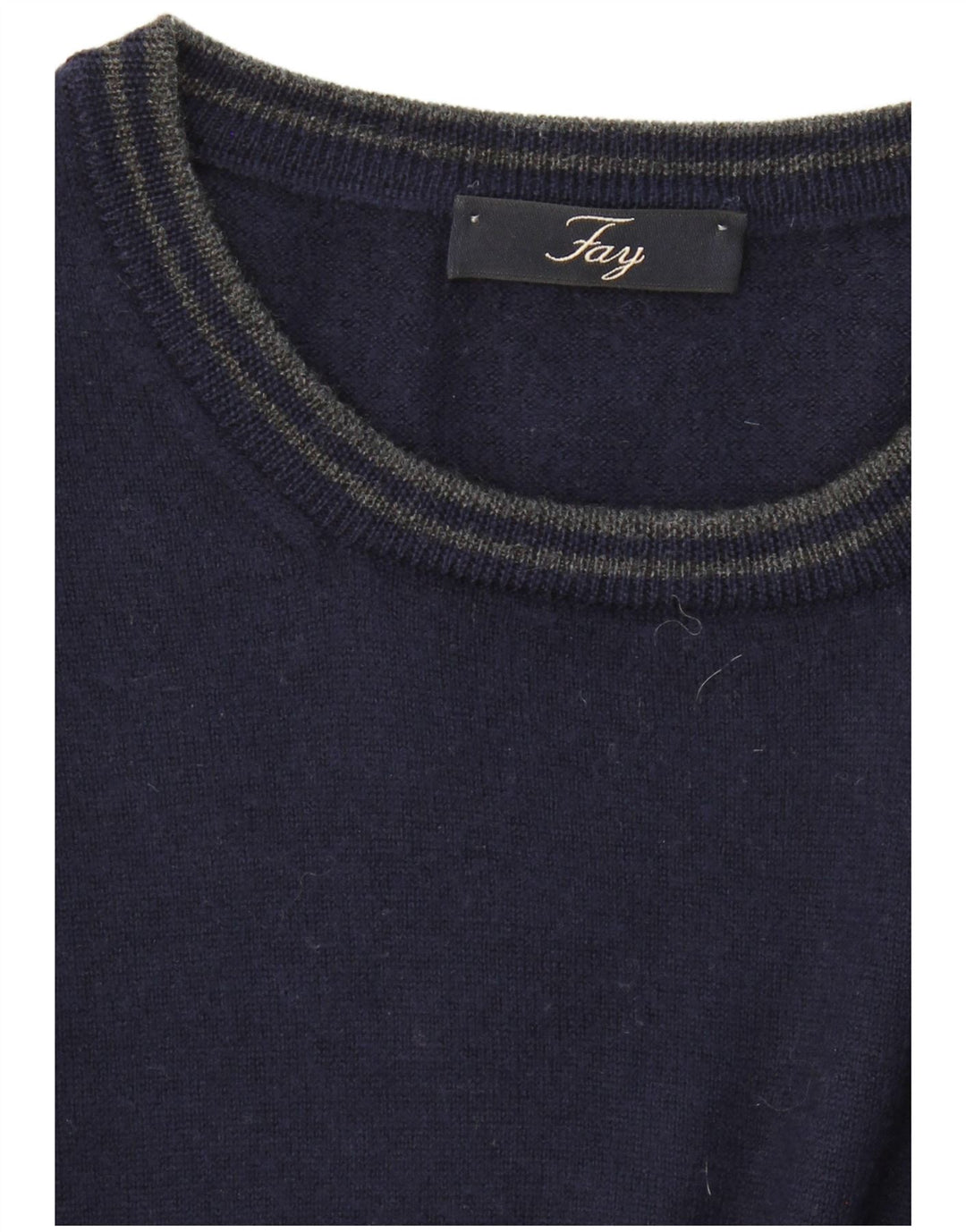 FAY Womens Crop Crew Neck Jumper Sweater UK 12 Medium Navy Blue