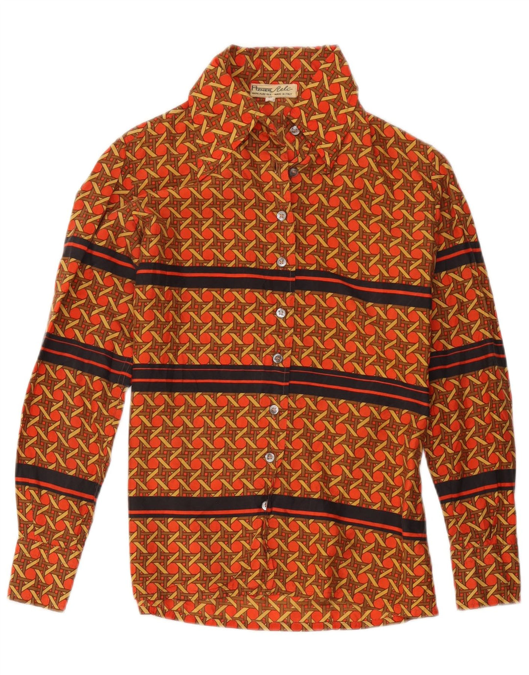 Vintage ženska košulja bluza IT 44 srednje crvena geometrijska svila